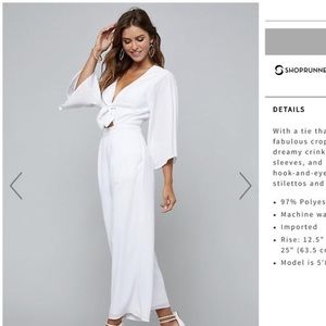 ISO Bebe tie front jumpsuit in 2 or 4